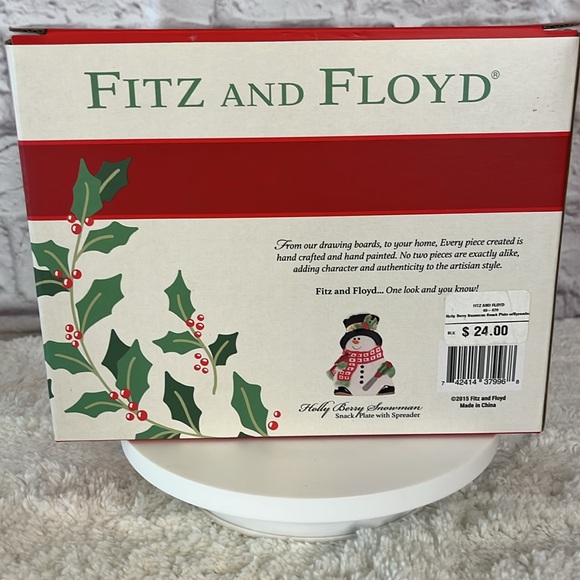 Fitz and Floyd Holly Berry Plate with Spreader NIB - Picture 2 of 6